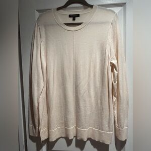 Banana Republic Ivory Merino Wool Rose Cream Sweater  Sz XL